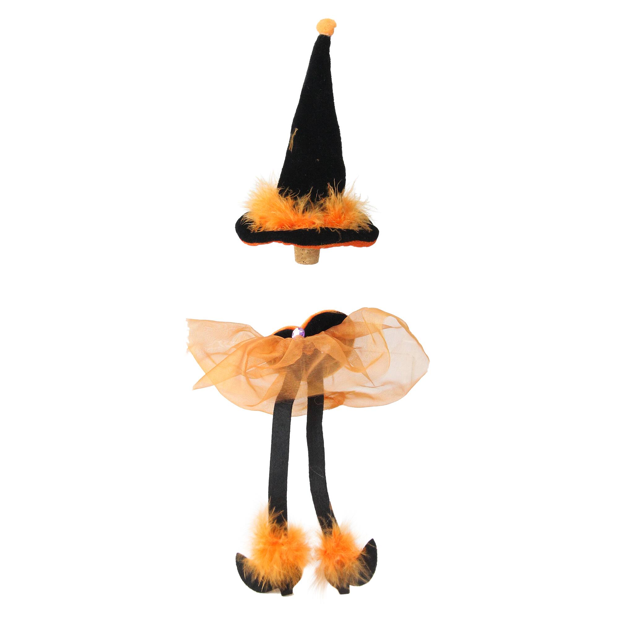 6.5" Halloween Feathered Witches Hat Wine Bottle Stopper